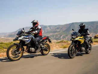 2018 BMW F 750 GS F 850 GS unveiled front three quarter tracking action left